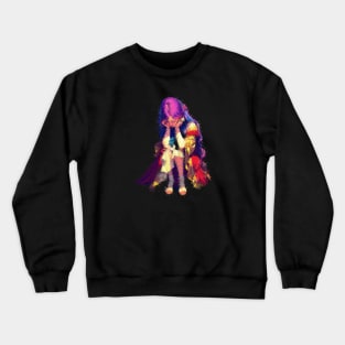 Multicolor of sad girl Crewneck Sweatshirt